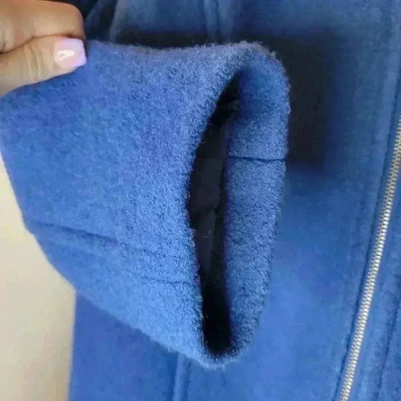 Lands' End Blue Wool Zip Up Collared Coat, Size 16p - Picture 7 of 10